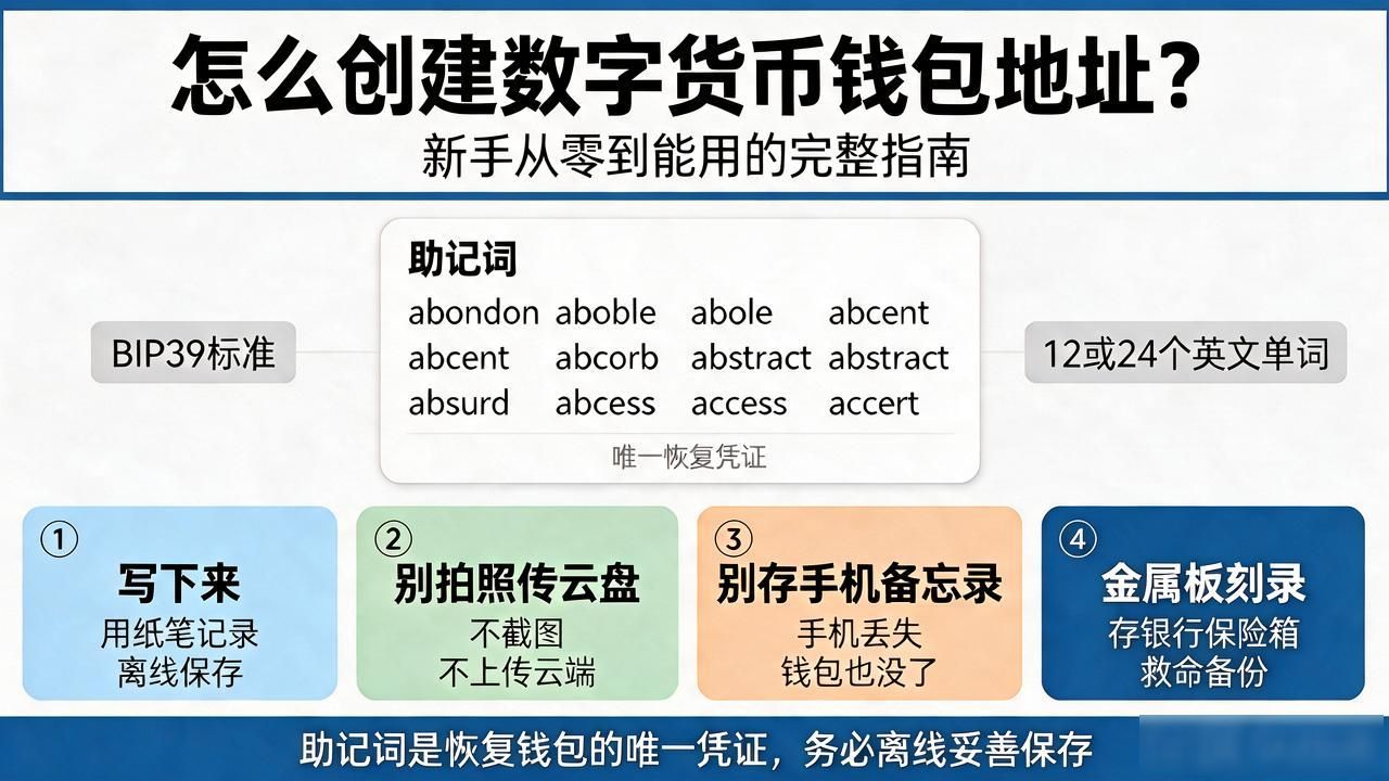 数字货币钱包地址创建流程与密钥生成安全_数字货币钱包地址创建_比特币以太坊地址编码格式区别与助记词备份方法